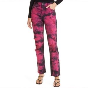 Alice + Olivia GENEVIEVE TIE DYE BAGGY JEAN Size 25